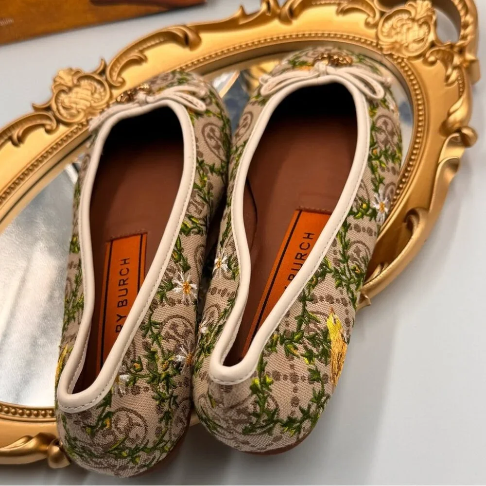 🆕 TORY BURCH 🧿 BNWOB T Monogram Tory Charm Ballet Flat - Size 5.5 - Picture 7 of 14